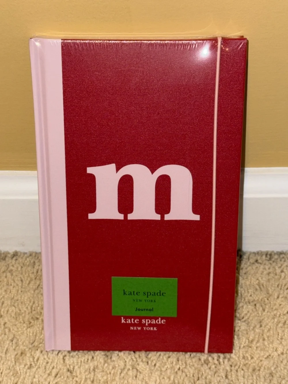 kate spade Red and Light Pink Hardcover Journal with Initial ‘m’